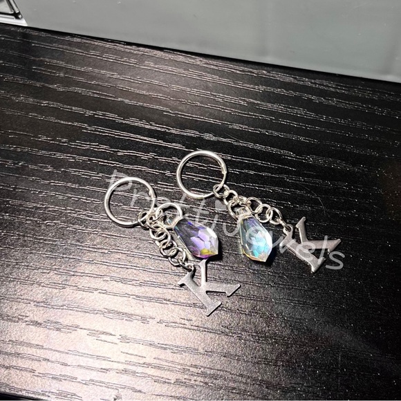 Personalizeable AB Teardrop Initial Letter Hoop Earrings - Picture 4 of 12